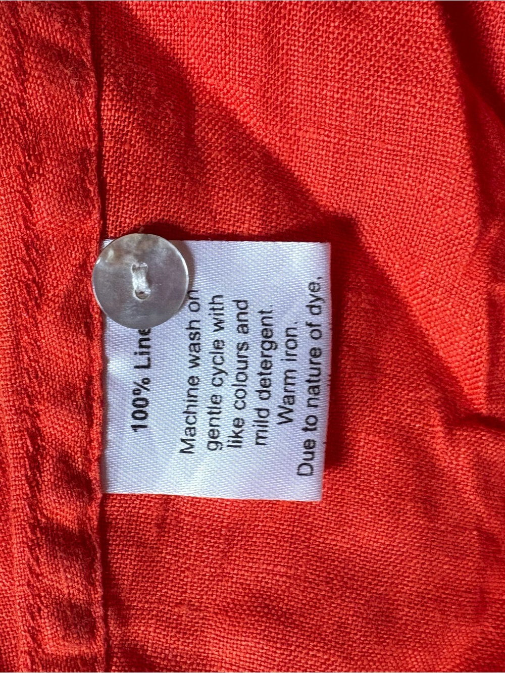 ROVE linen summer shirt dress in bright coral - beautiful red orange 100% linen - Picture 3 of 8